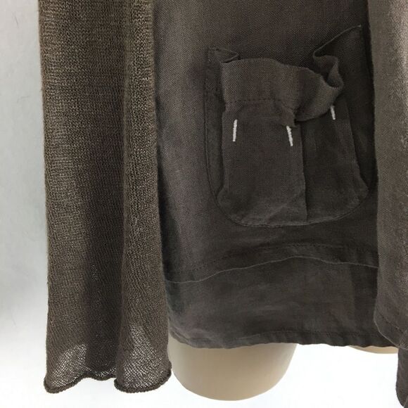Crea Concept Linen Brown Button Front Layered Jacket Top 12 - Picture 5 of 9
